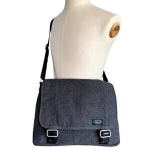 Banana Republic MESSENGER BAG Herringbone Black Brown Minimalist Academia READ